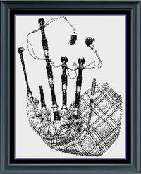 Thumbnail for Stitching Jules Design Cross Stitch Pattern Bagpipes Scottish Counted Cross-Stitch Pattern | Monochrome Blackwork | Instant Download PDF