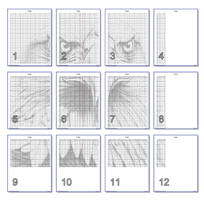 Stitching Jules Design Cross Stitch Pattern Bald Eagle Wildlife Bird Animal Monochrome Counted Cross Stitch Pattern Digital Download