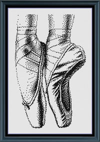 Thumbnail for Stitching Jules Design Cross Stitch Pattern Ballet Shoes Monochrome