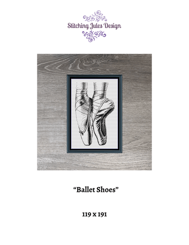 Stitching Jules Design Cross Stitch Pattern Ballet Shoes Monochrome