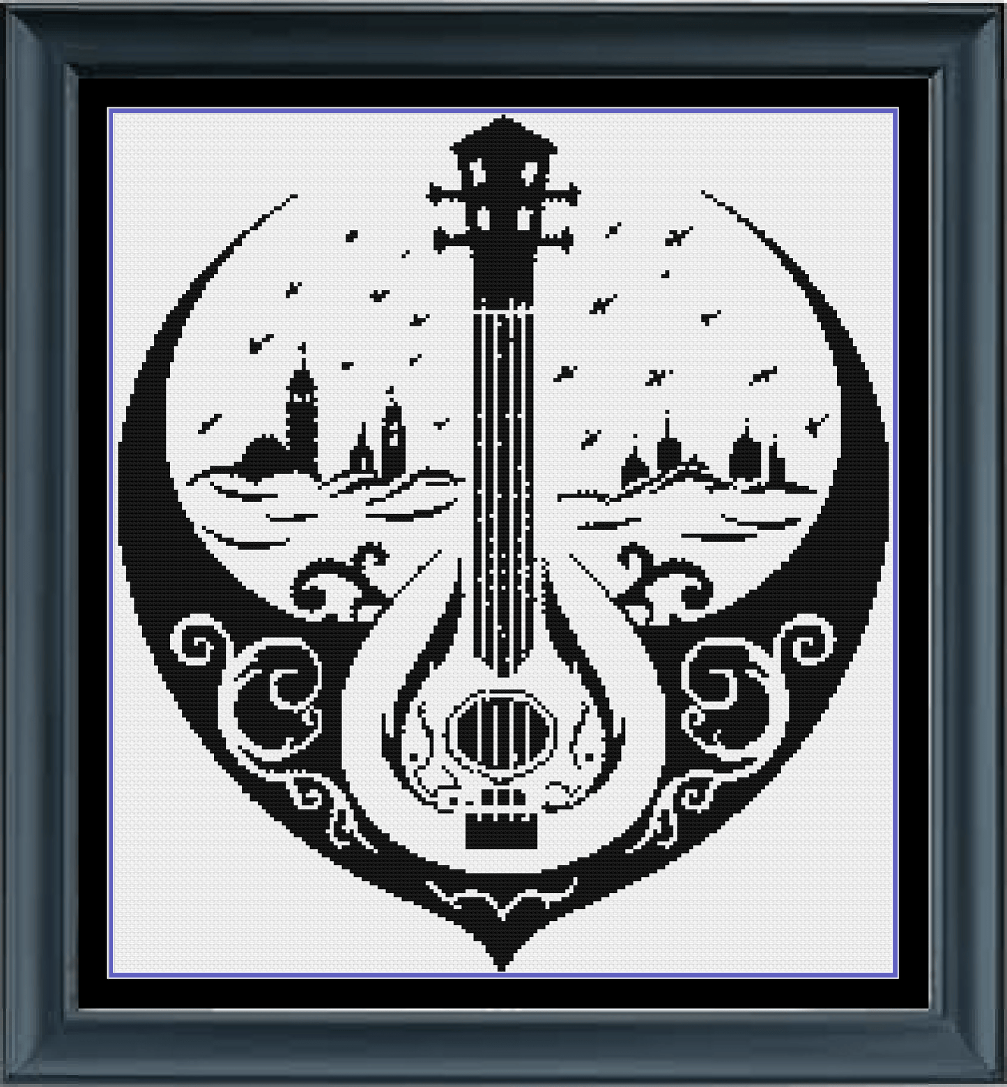 Stitching Jules Design Cross Stitch Pattern Bard Celtic Gaelic Blackwork Monochrome Cross-Stitch Pattern Instant Download PDF