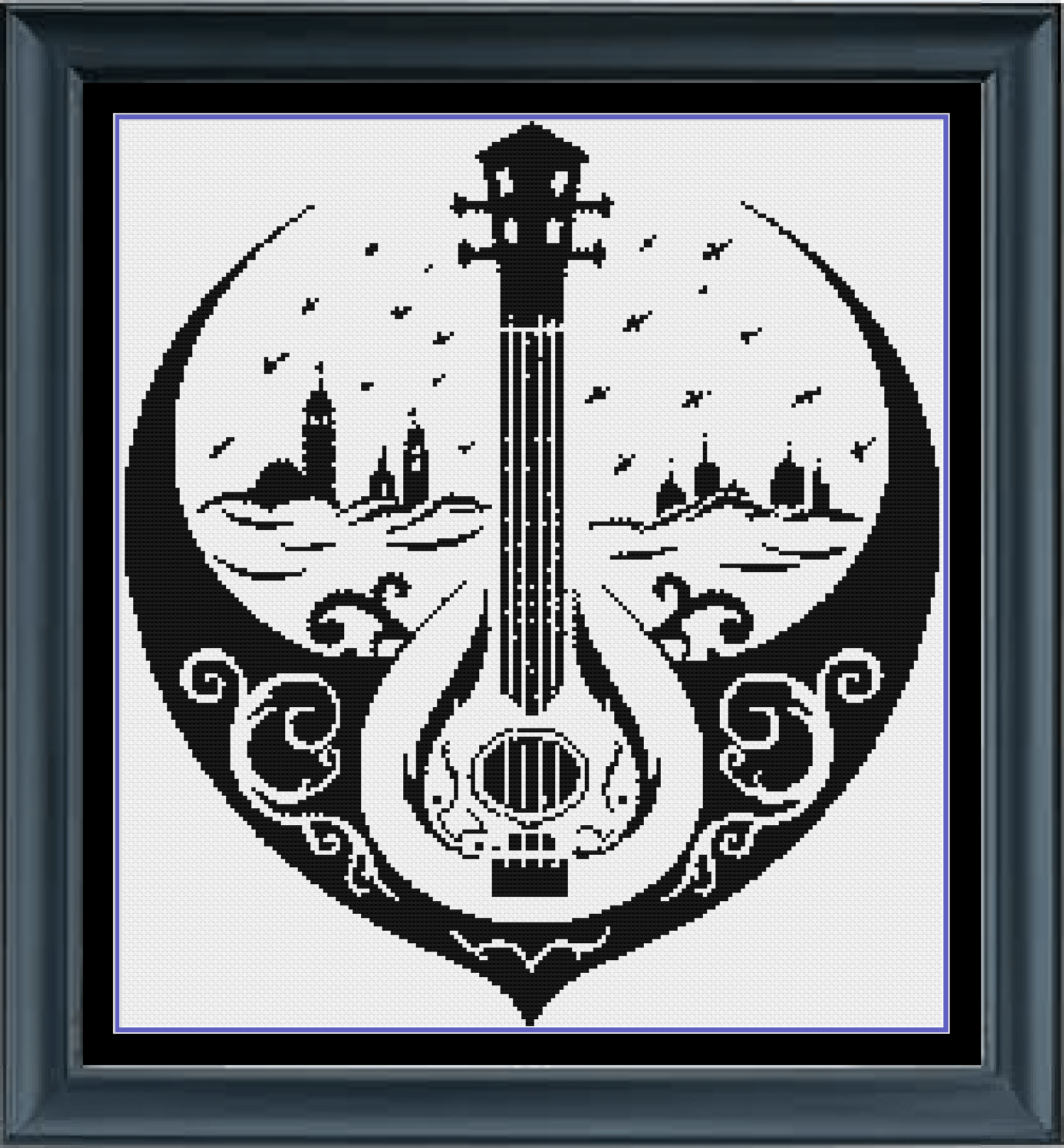 Stitching Jules Design Cross Stitch Pattern Bard Celtic Gaelic Blackwork Monochrome Cross-Stitch Pattern Instant Download PDF
