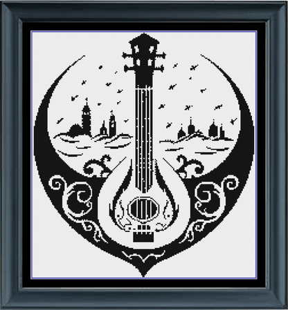 Stitching Jules Design Cross Stitch Pattern Bard Celtic Gaelic Blackwork Monochrome Cross-Stitch Pattern Instant Download PDF
