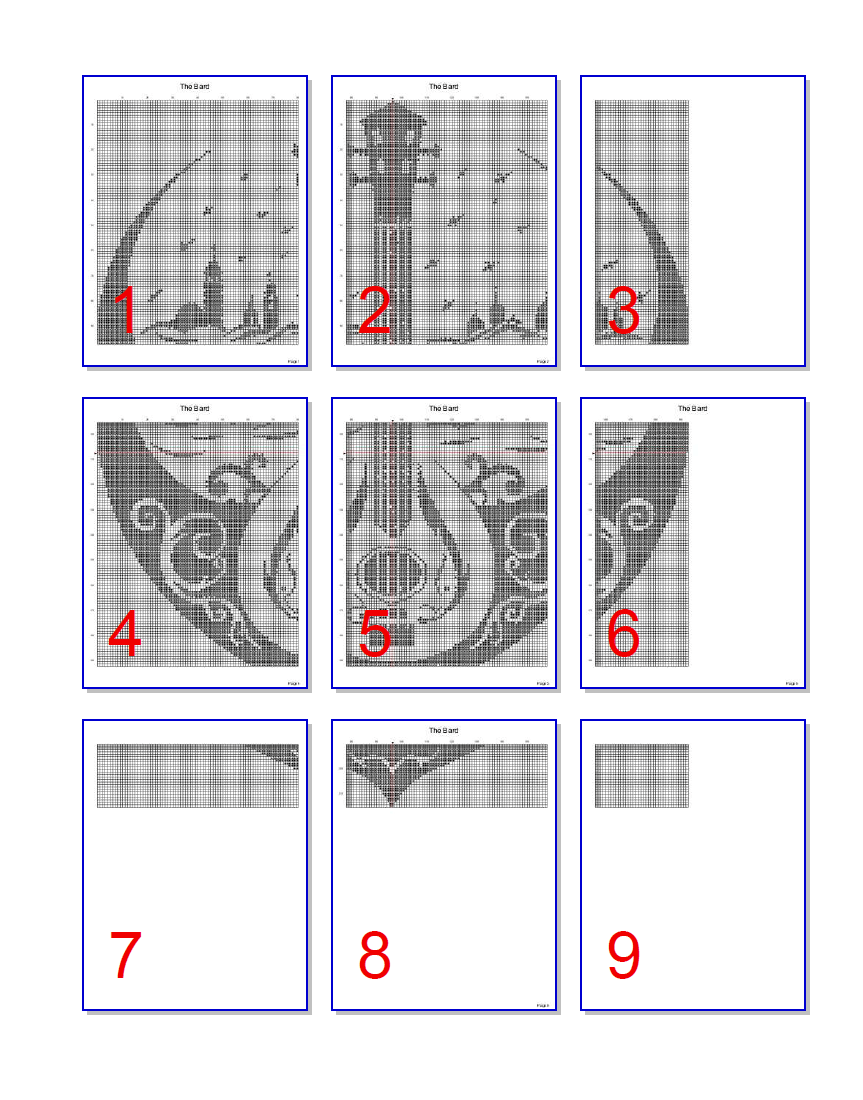 Bard Celtic Gaelic Blackwork Monochrome Counted Cross-Stitch Pattern ...