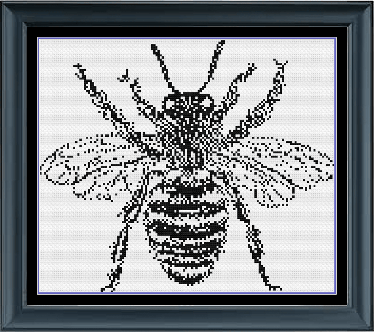 Bee Cross Stitch Pattern, Monochrome Cross Stitch