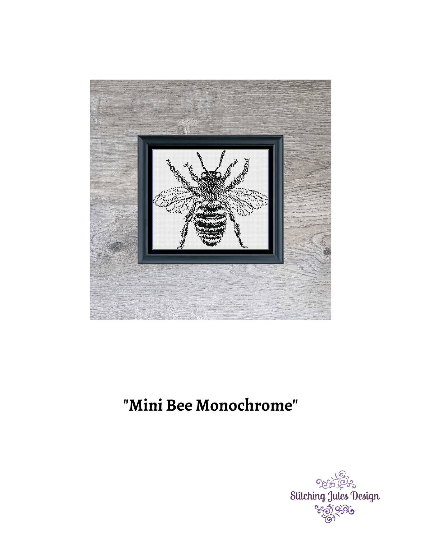 Stitching Jules Design Cross Stitch Pattern Bee Cross Stitch Pattern | Monochrome Cross Stitch | Beginner Cross Stitch Pattern | Physical And Digital Pattern Options