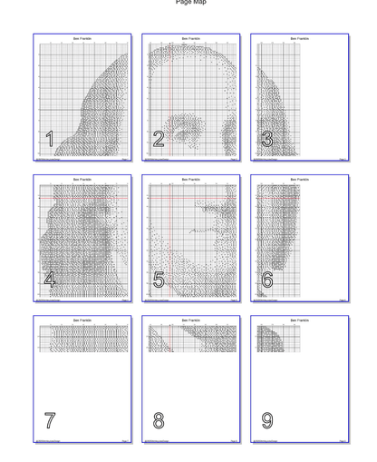 Stitching Jules Design Cross Stitch Pattern Ben Franklin Revolutionary War Monochrome Counted Cross-Stitch Pattern (Digital Download)