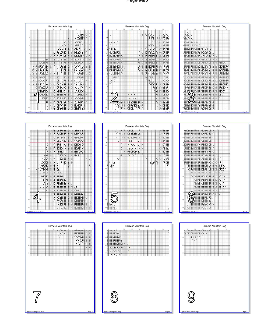 Stitching Jules Design Cross Stitch Pattern Bernese Mountain Dog Monochrome Counted Cross-Stitch Pattern (Digital Download)