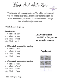 Thumbnail for Stitching Jules Design Cross Stitch Pattern Black And White Rose Cross Stitch Pattern Monochrome Instant PDF Download