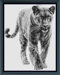 Thumbnail for Stitching Jules Design Cross Stitch Pattern Black Panther Premium Monochrome Counted Cross-Stitch Pattern | Instant Download PDF