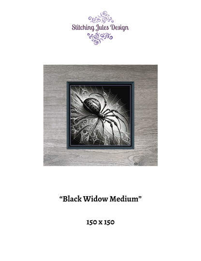 Stitching Jules Design Cross Stitch Pattern Black Widow Medium Scary Halloween Spider Full Coverage Counted Cross Stitch Pattern Digital Download