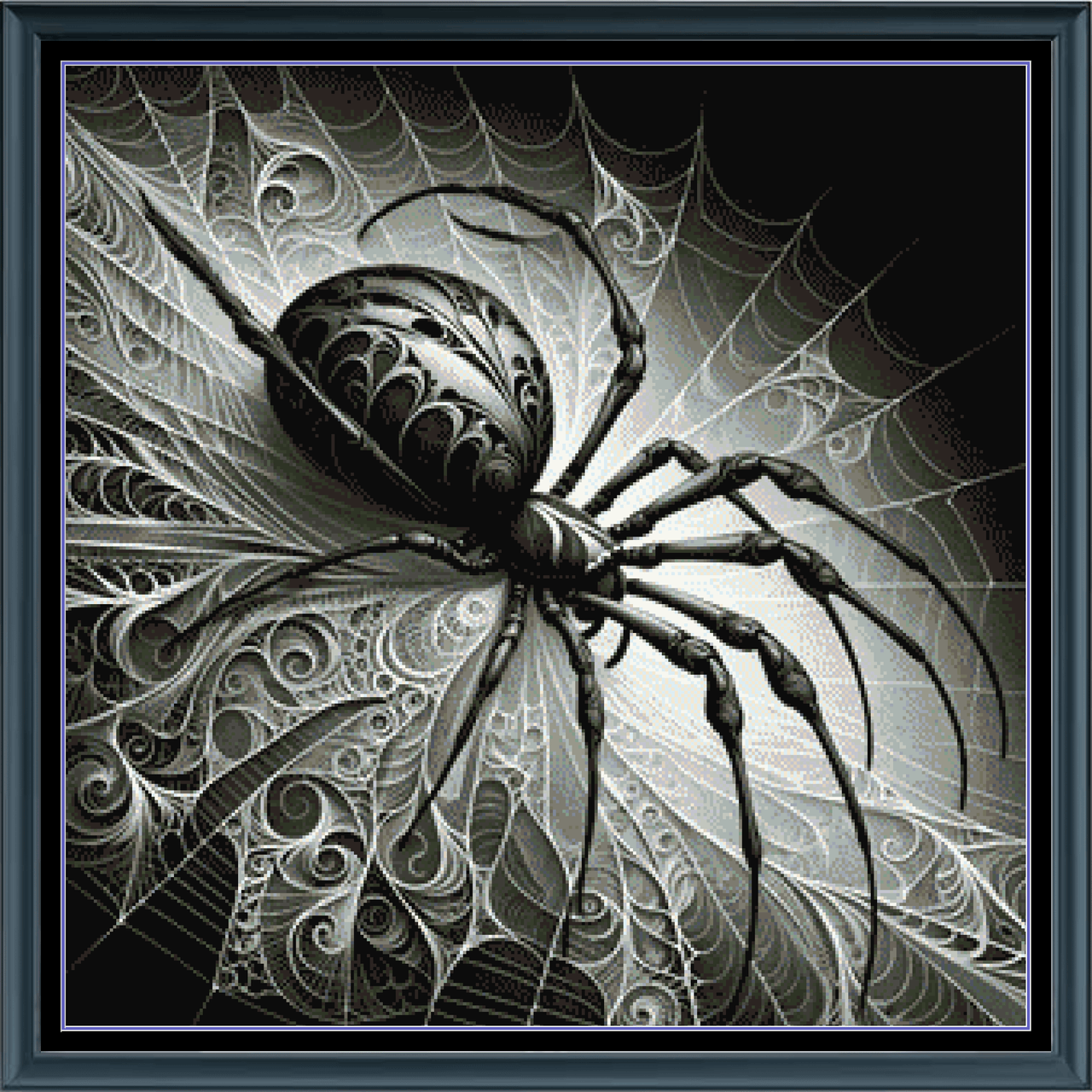 Stitching Jules Design Cross Stitch Pattern Black Widow Spider Scary Web Halloween Full Coverage Large Counted Cross Stitch Pattern Digital Download