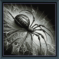 Thumbnail for Stitching Jules Design Cross Stitch Pattern Black Widow Spider Scary Web Halloween Full Coverage Large Counted Cross Stitch Pattern Digital Download