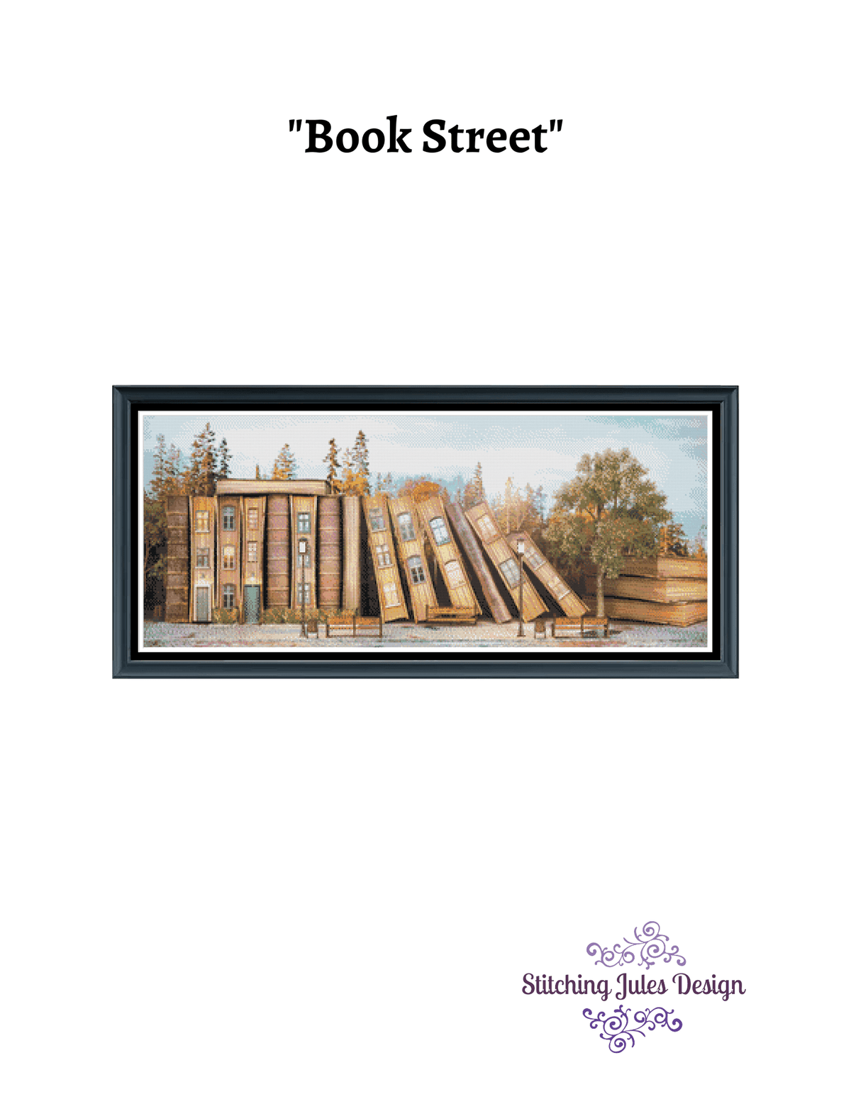 Book Street Digital Downloadable Cross Stitch Pattern - Stitching