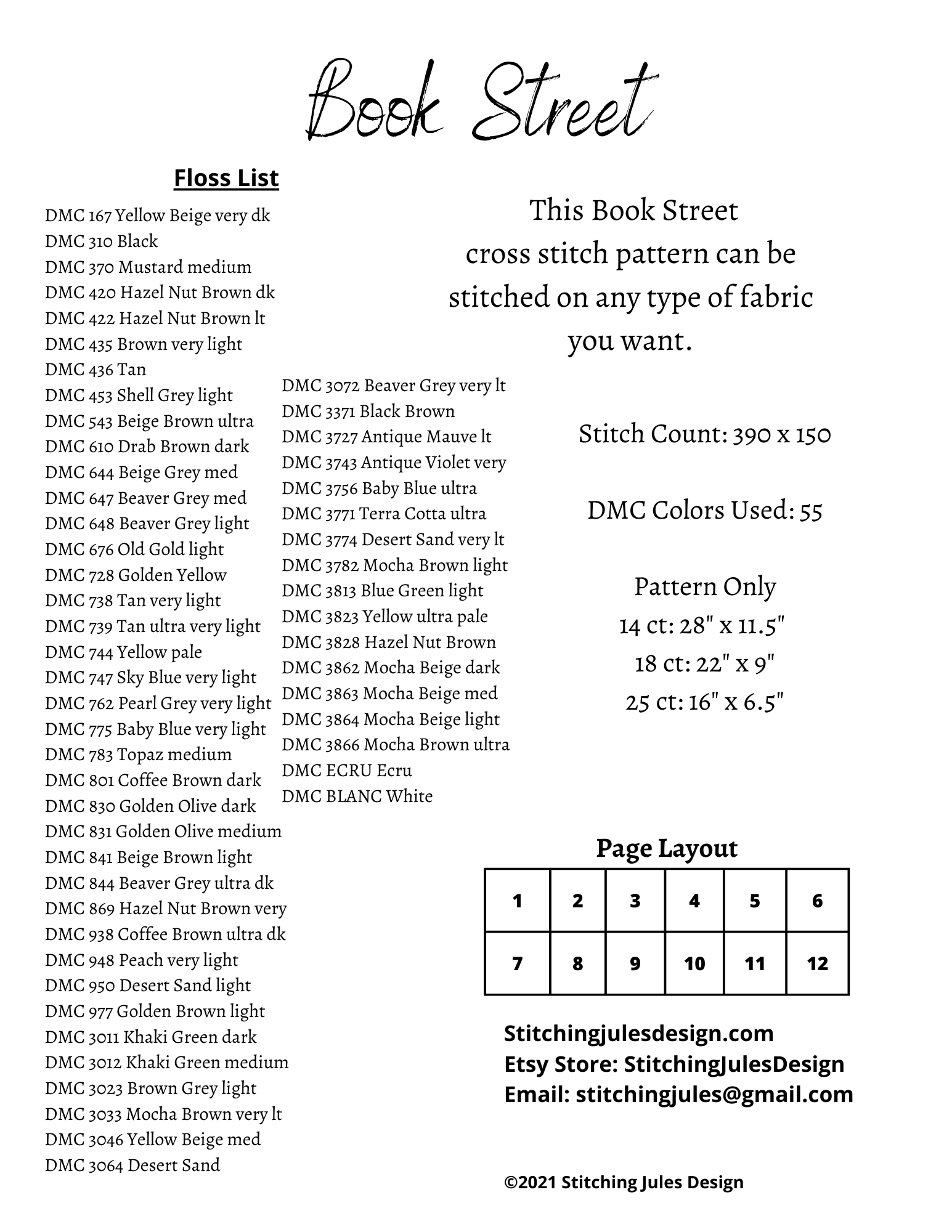 Stitching Jules Design Cross Stitch Pattern Book Street Digital Downloadable Cross Stitch Pattern