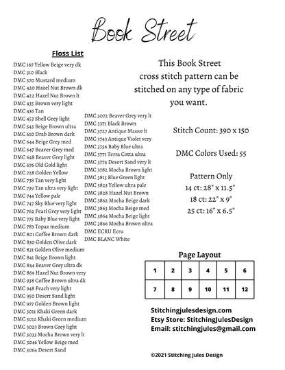 Stitching Jules Design Cross Stitch Pattern Book Street Digital Downloadable Cross Stitch Pattern