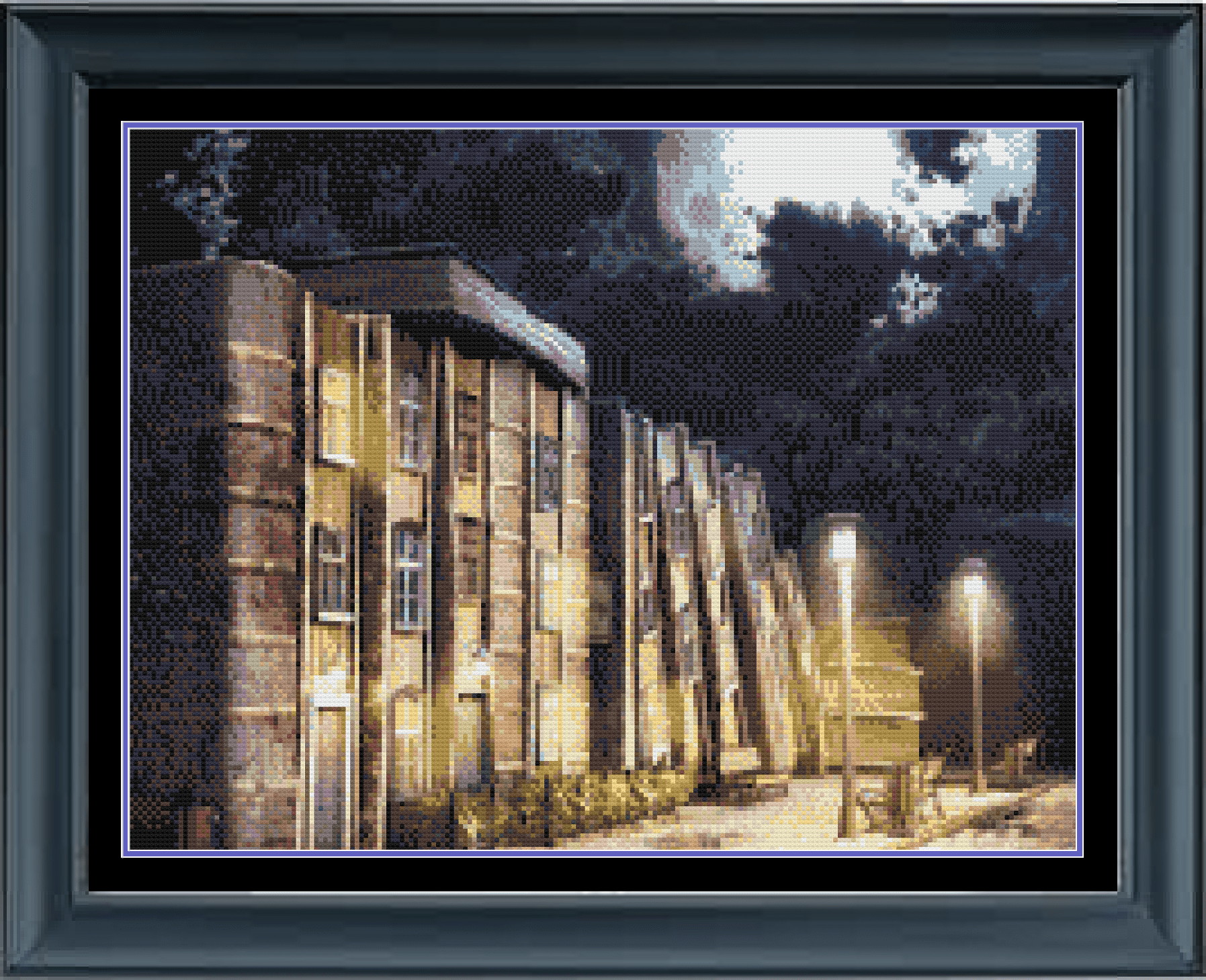 Stitching Jules Design Cross Stitch Pattern Book Street Night Whimsical Full Coverage Cross Stitch Embroidery Needlepoint Pattern PDF Download