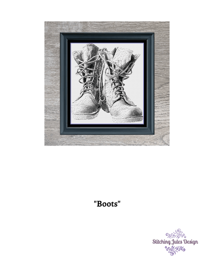 Stitching Jules Design Cross Stitch Pattern Boots Cross Stitch Pattern | Military Cross Stitch Pattern | Blackwork Cross Stitch Pattern | Physical And Digital PDF Download Pattern Options