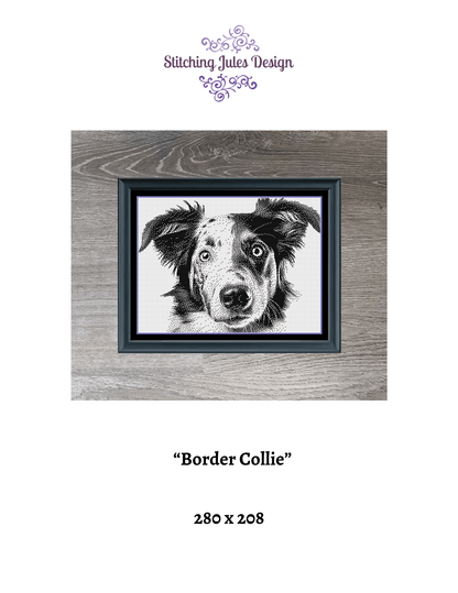 Stitching Jules Design Cross Stitch Pattern Border Collie Counted Cross Stitch Pattern | Dog Cross Stitch | Monochrome Blackwork | Instant Download PDF
