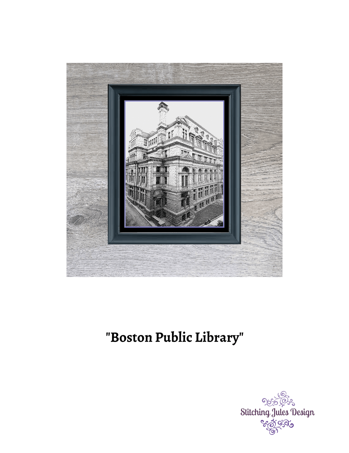 Stitching Jules Design Cross Stitch Pattern Boston Library Cross Stitch Pattern | Building Cross Stitch Pattern | Landmark Cross Stitch Pattern | Physical And Digital PDF Pattern Options