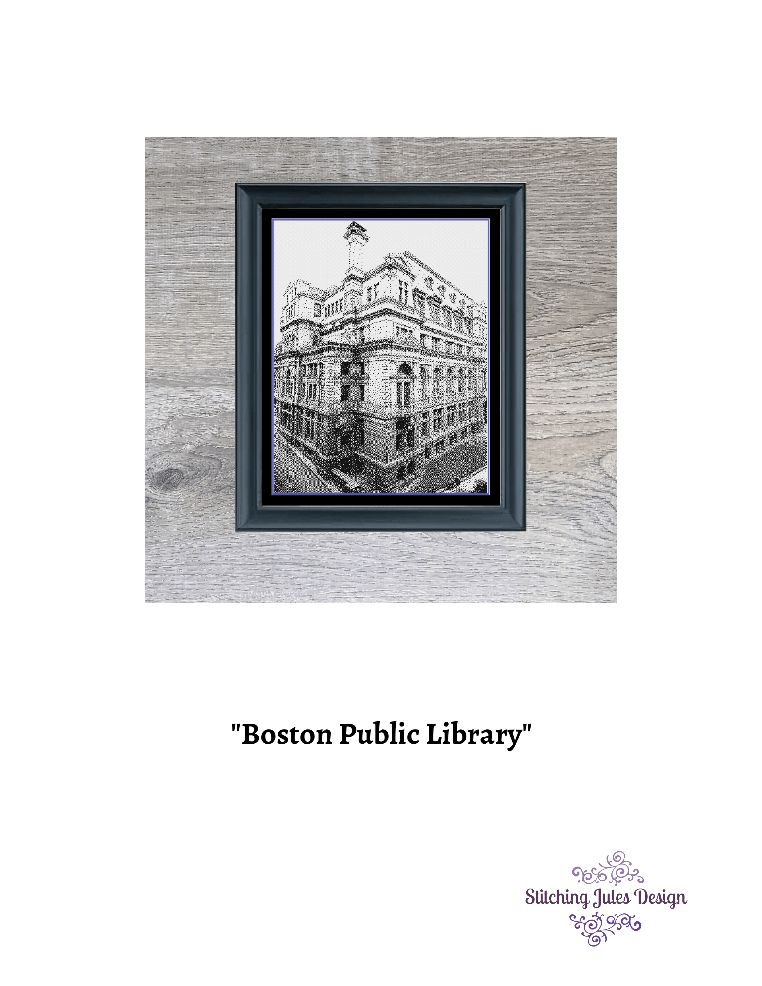 Stitching Jules Design Cross Stitch Pattern Boston Library Cross Stitch Pattern | Building Cross Stitch Pattern | Landmark Cross Stitch Pattern | Physical And Digital PDF Pattern Options