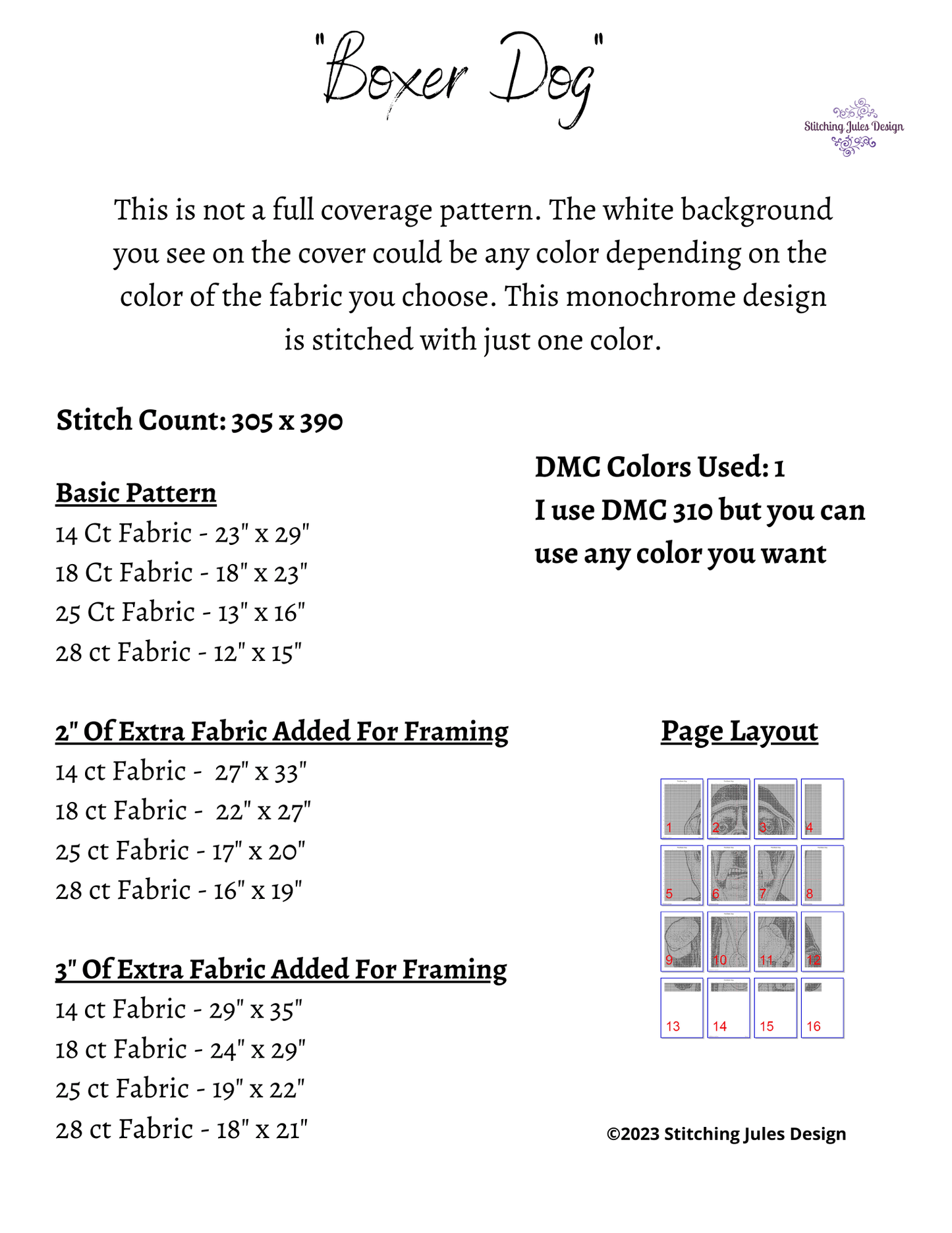 Stitching Jules Design Cross Stitch Pattern Boxer Cross Stitch Pattern | Boxer Dog Cross Stitch Pattern | Blackwork | Instant PDF Download And Physical Pattern Options