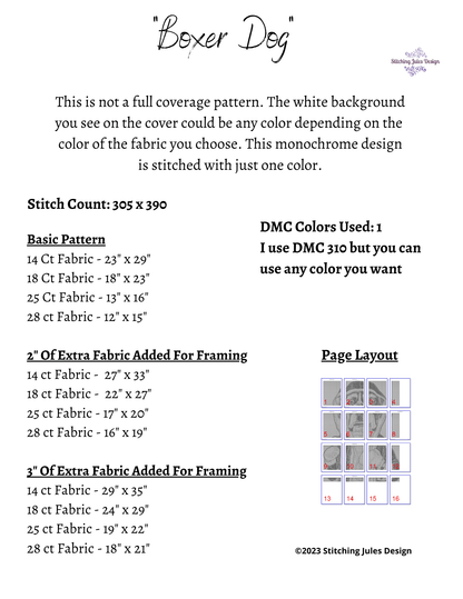 Stitching Jules Design Cross Stitch Pattern Boxer Cross Stitch Pattern | Boxer Dog Cross Stitch Pattern | Blackwork | Instant PDF Download And Physical Pattern Options