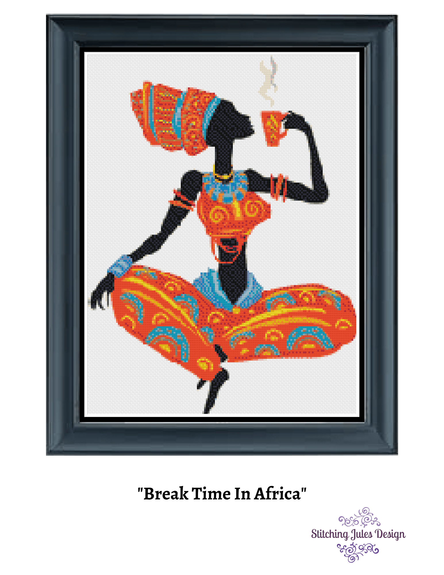 Stitching Jules Design Cross Stitch Pattern Break Time In Africa Embroidery Needlepoint Pattern PDF Download