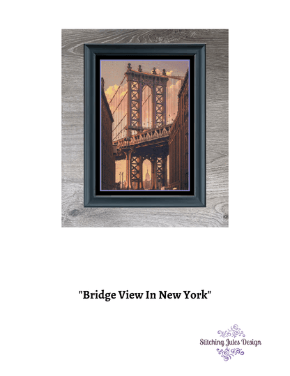 Stitching Jules Design Cross Stitch Pattern Brooklyn Bridge New York City Cross Stitch Embroidery Needlepoint Pattern PDF Download - Ready For Pattern Keeper