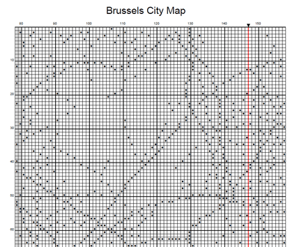 Stitching Jules Design Cross Stitch Pattern Brussels Belgium City Map Monochrome Counted Cross Stitch Pattern (Digital Download)