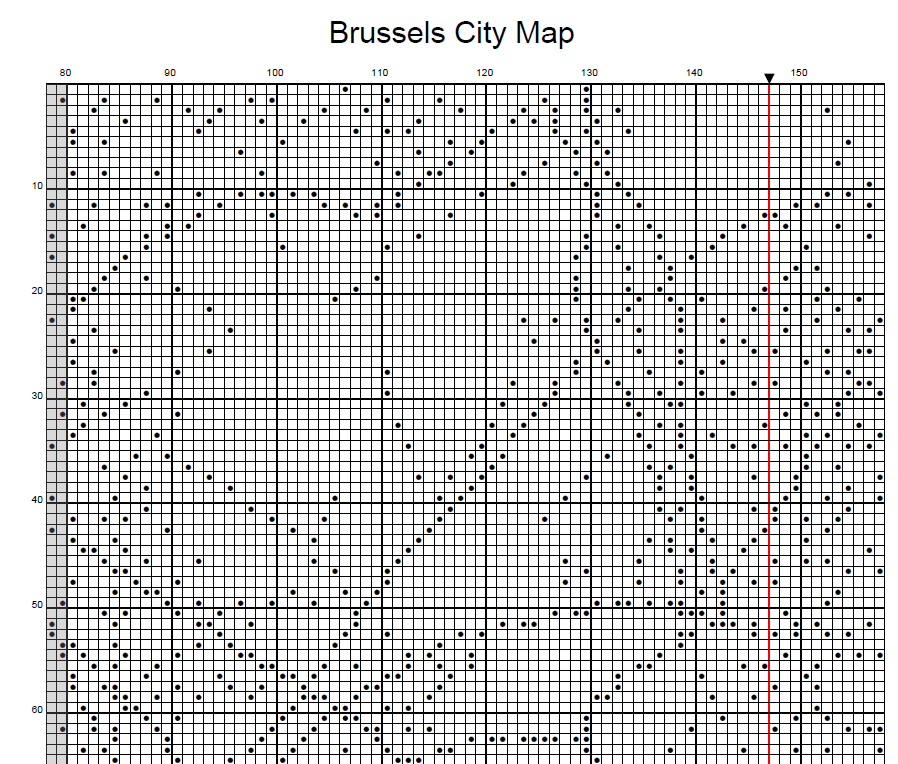 Stitching Jules Design Cross Stitch Pattern Brussels Belgium City Map Monochrome Counted Cross Stitch Pattern (Digital Download)
