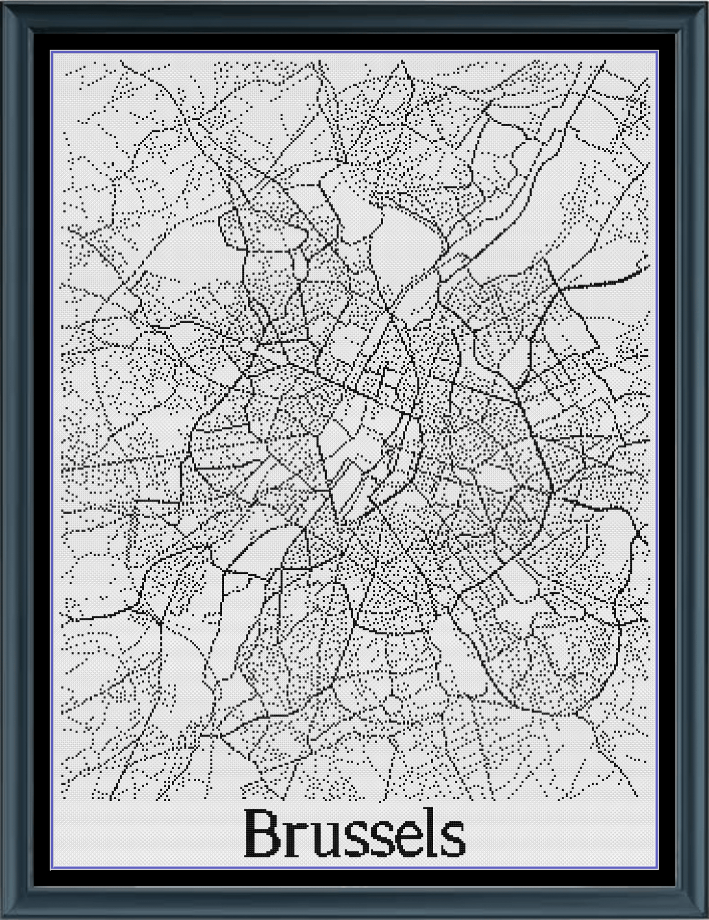 Stitching Jules Design Cross Stitch Pattern Brussels Belgium City Map Monochrome Counted Cross Stitch Pattern (Digital Download)