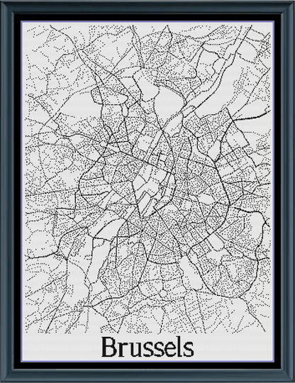 Stitching Jules Design Cross Stitch Pattern Brussels Belgium City Map Monochrome Counted Cross Stitch Pattern (Digital Download)