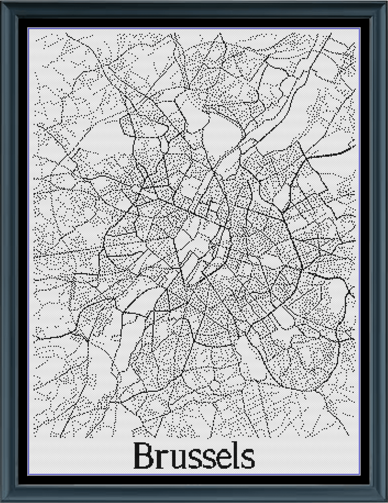 Stitching Jules Design Cross Stitch Pattern Brussels Belgium City Map Monochrome Counted Cross Stitch Pattern (Digital Download)
