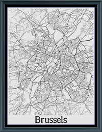 Thumbnail for Stitching Jules Design Cross Stitch Pattern Brussels Belgium City Map Monochrome Counted Cross Stitch Pattern (Digital Download)