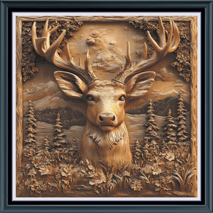 Stitching Jules Design Cross Stitch Pattern Buck Wildlife Hunting Full Coverage Large Counted Cross-Stitch Pattern (Digital Download)