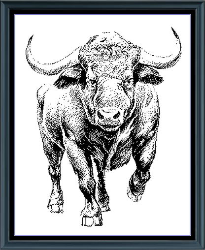 Stitching Jules Design Cross Stitch Pattern Bull Animal Wildlife Steer Monochrome Counted Cross Stitch Pattern Digital Download