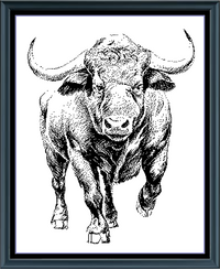 Thumbnail for Stitching Jules Design Cross Stitch Pattern Bull Animal Wildlife Steer Monochrome Counted Cross Stitch Pattern Digital Download