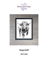 Thumbnail for Stitching Jules Design Cross Stitch Pattern Bull Animal Wildlife Steer Monochrome Counted Cross Stitch Pattern Digital Download
