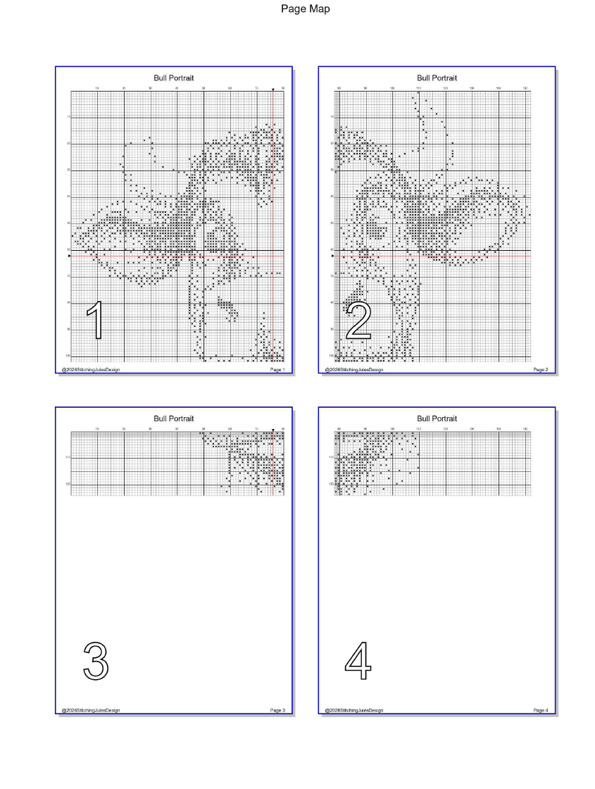 Stitching Jules Design Cross Stitch Pattern Bull Cow Farm Animal Mini Monochrome Counted Cross-Stitch Pattern (Digital Download)