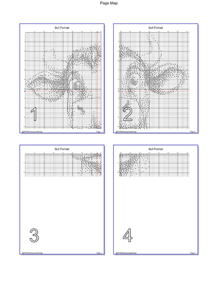 Stitching Jules Design Cross Stitch Pattern Bull Cow Farm Animal Mini Monochrome Counted Cross-Stitch Pattern (Digital Download)