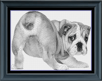 Thumbnail for Stitching Jules Design Cross Stitch Pattern Instant PDF Download - $10 Bulldog Cross Stitch Pattern | Dog Breed Cross Stitch Pattern | Blackwork | Instant PDF Download And Physical Pattern Options