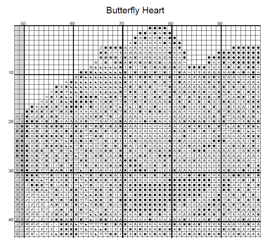 Stitching Jules Design Cross Stitch Pattern Butterfly Heart Spring Flowers Counted Cross Stitch Pattern Digital Download