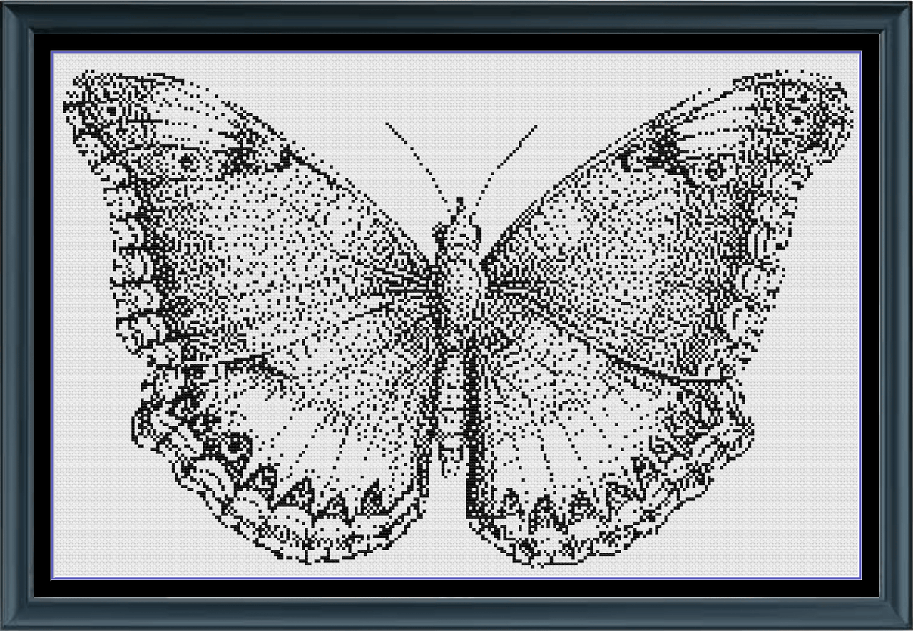 Stitching Jules Design Cross Stitch Pattern Butterfly Premium Monochrome Monarch Counted Cross-Stitch Pattern | Instant Download PDF