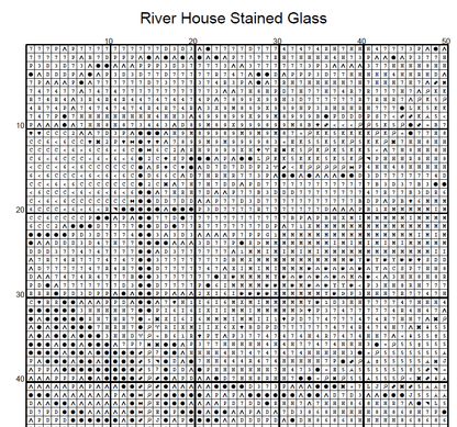 Stitching Jules Design Cross Stitch Pattern Cabin House River Stained Glass Full Coverage Counted Cross Stitch Pattern Digital Download
