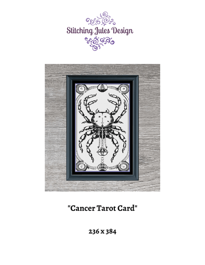 Stitching Jules Design Cross Stitch Pattern Cancer Tarot Card Cross Stitch Pattern | Astrology Horoscope Zodiac Cross Stitch Pattern | Monochrome Blackwork | Instant Pattern PDF