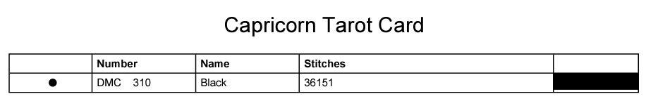 Stitching Jules Design Cross Stitch Pattern Capricorn Tarot Card Monochrome