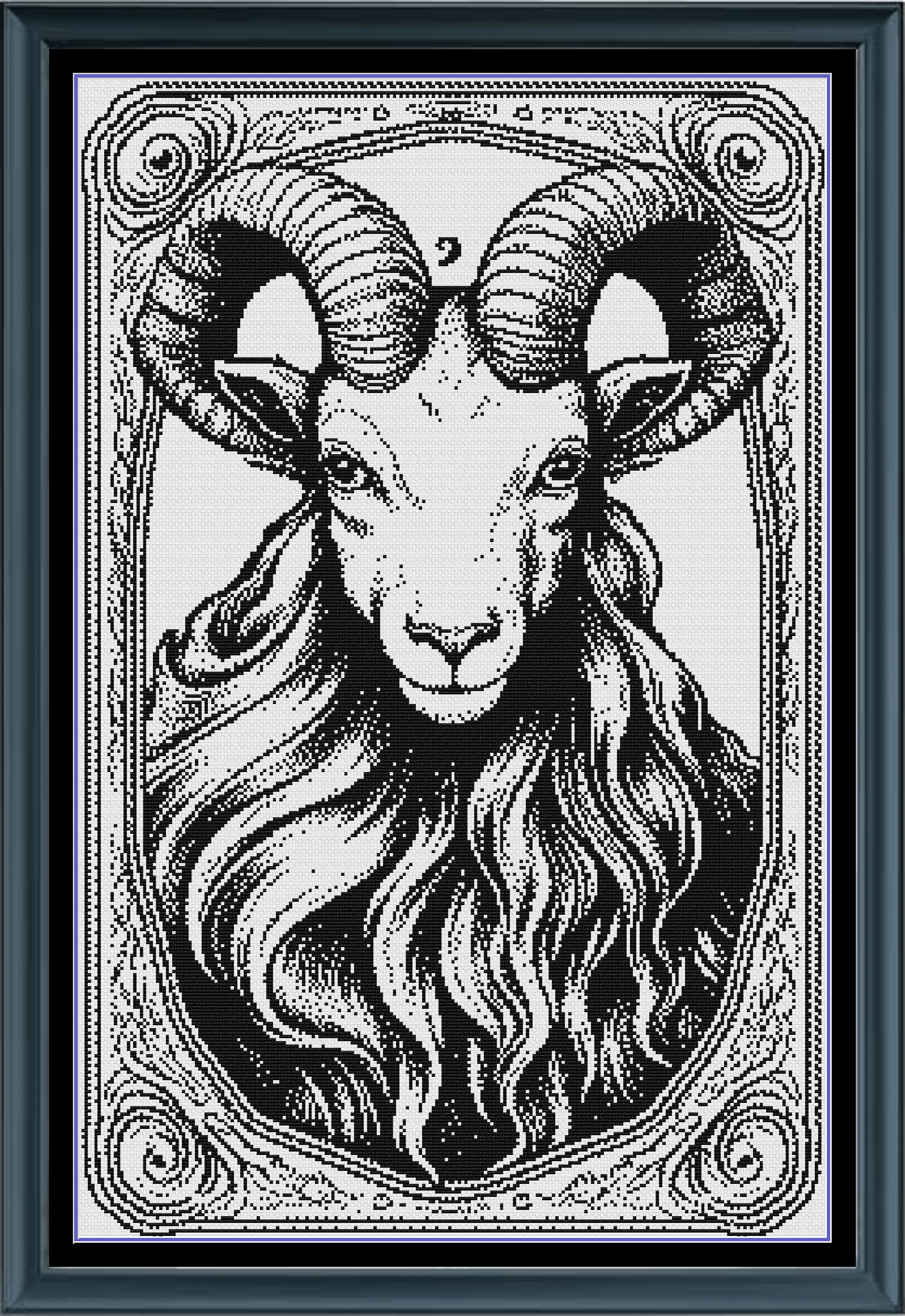 Stitching Jules Design Cross Stitch Pattern Capricorn Tarot Card Monochrome