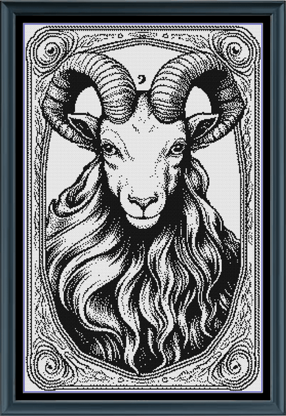 Stitching Jules Design Cross Stitch Pattern Capricorn Tarot Card Monochrome
