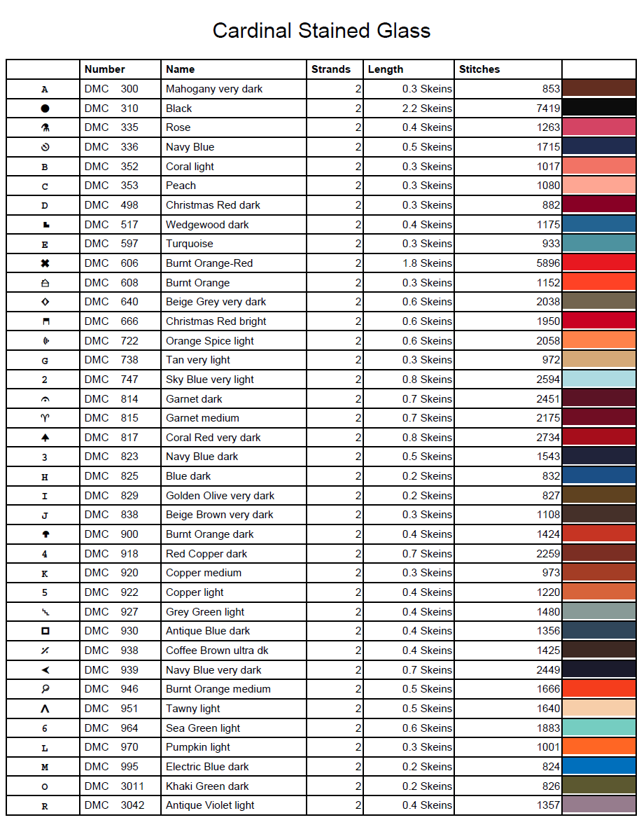 Stitching Jules Design Cross Stitch Pattern Cardinal Bird Winter Stained Glass Large Full Coverage Counted Cross-Stitch Pattern (Digital Download).